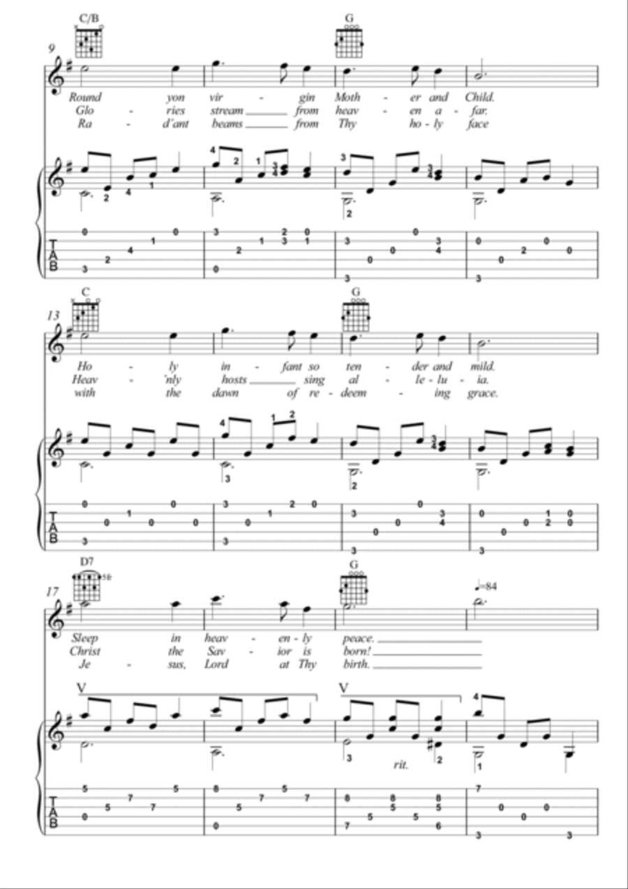 Silent Night Christmas carol Acoustic Guitar scores gallery preview page 2