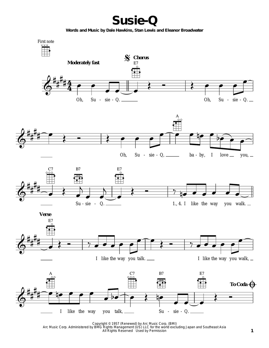 Susie-Q Susie-Q Ukulele scores gallery preview page 1