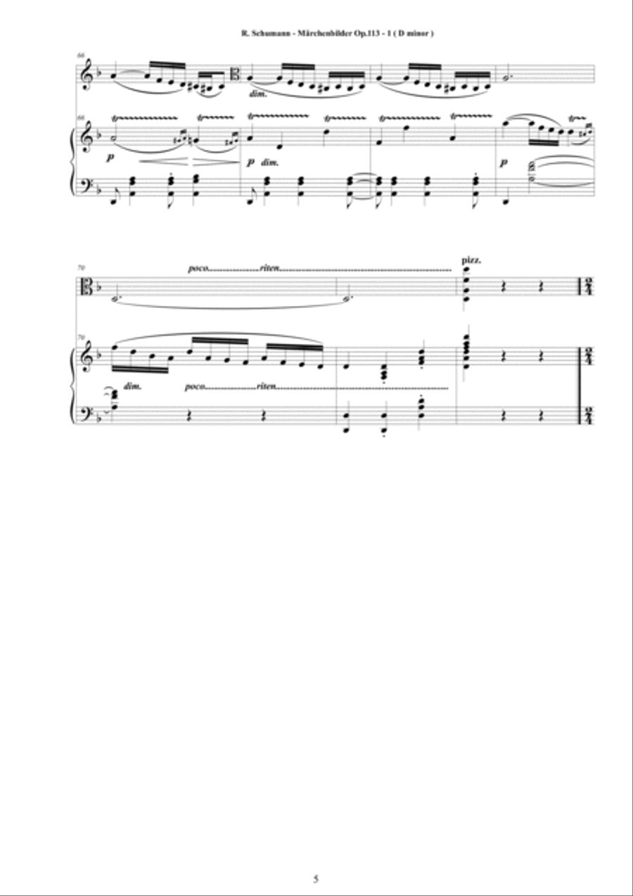 Schumann - Märchenbilder Op.113 - Four Pieces for Viola and Piano Piano scores gallery preview page 5