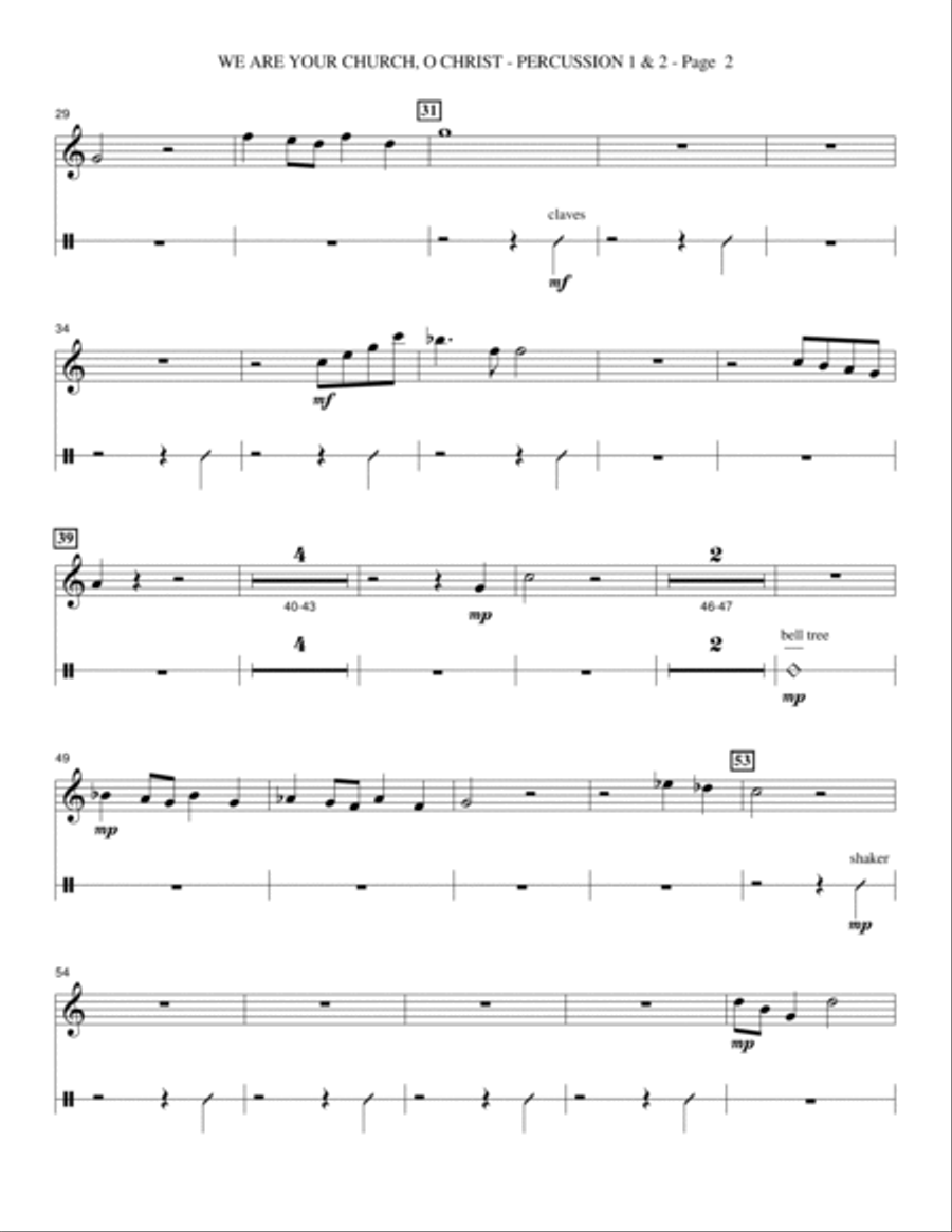 We Are Your Church, O Christ - Percussion 1 & 2 Choir scores gallery preview page 2