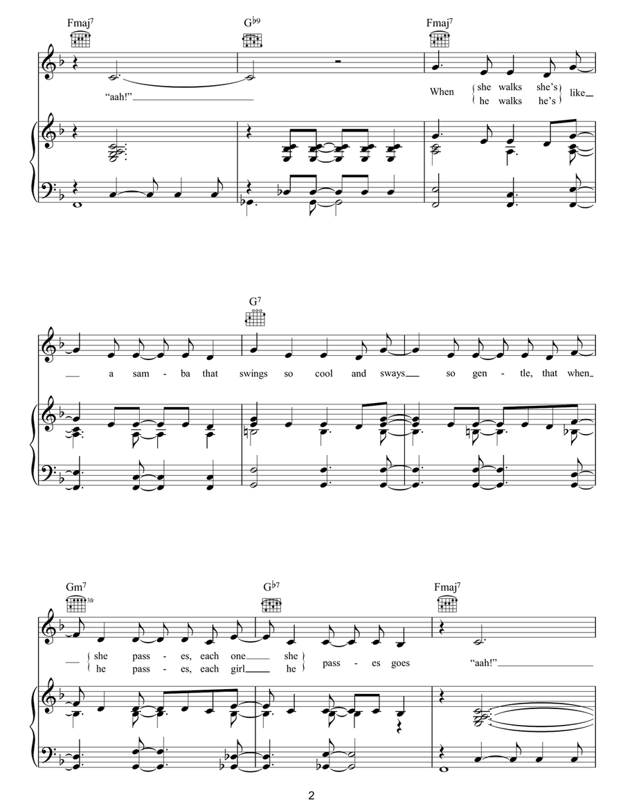 The Girl From Ipanema (feat. Astrud Gilberto) Piano, Vocal, Guitar scores gallery preview page 2