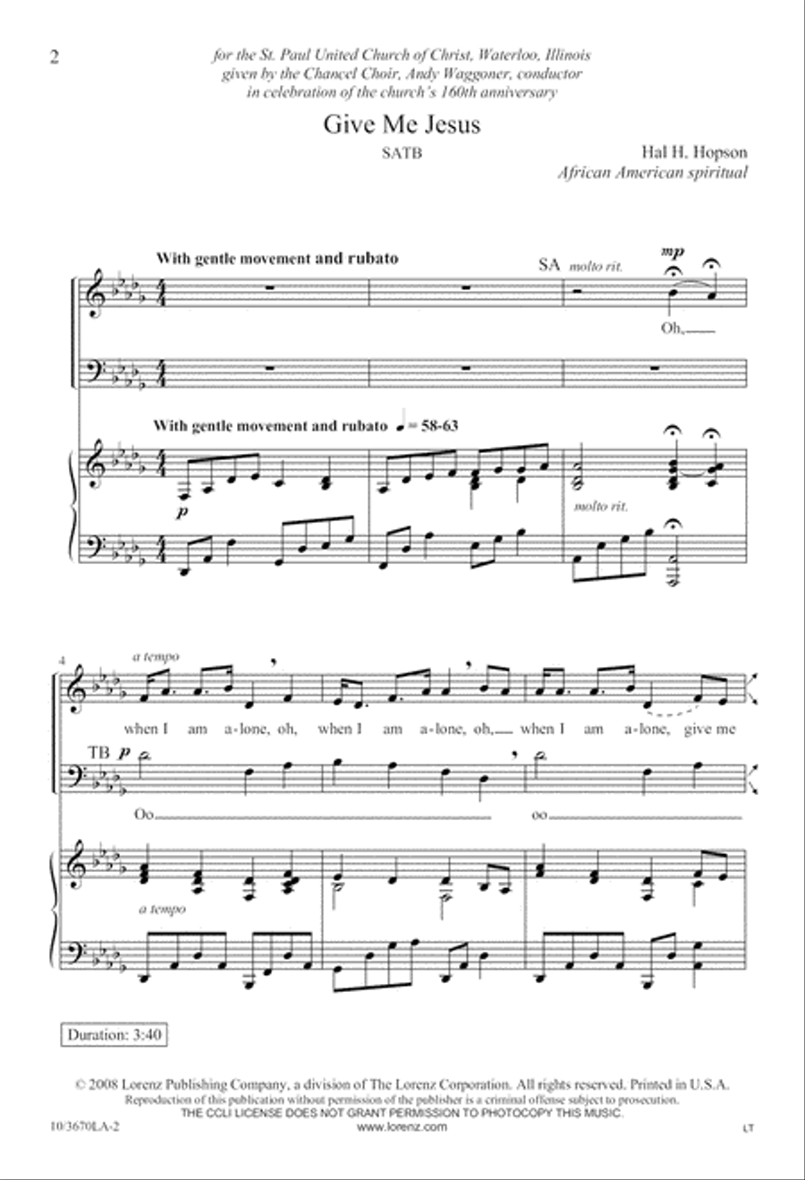 Give Me Jesus 4-Part scores gallery preview page 3