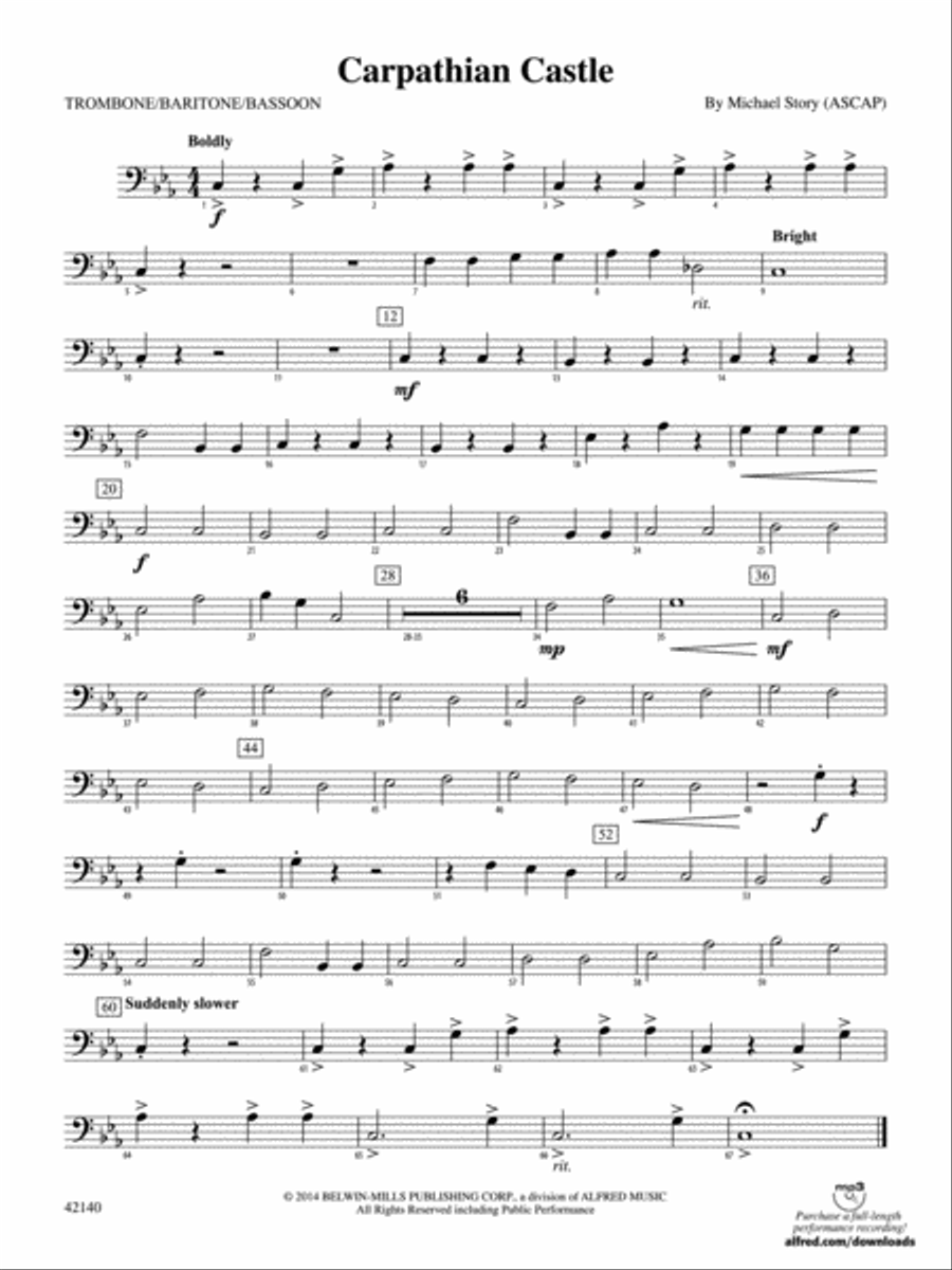 Carpathian Castle: 1st Trombone Concert Band scores gallery preview page 1