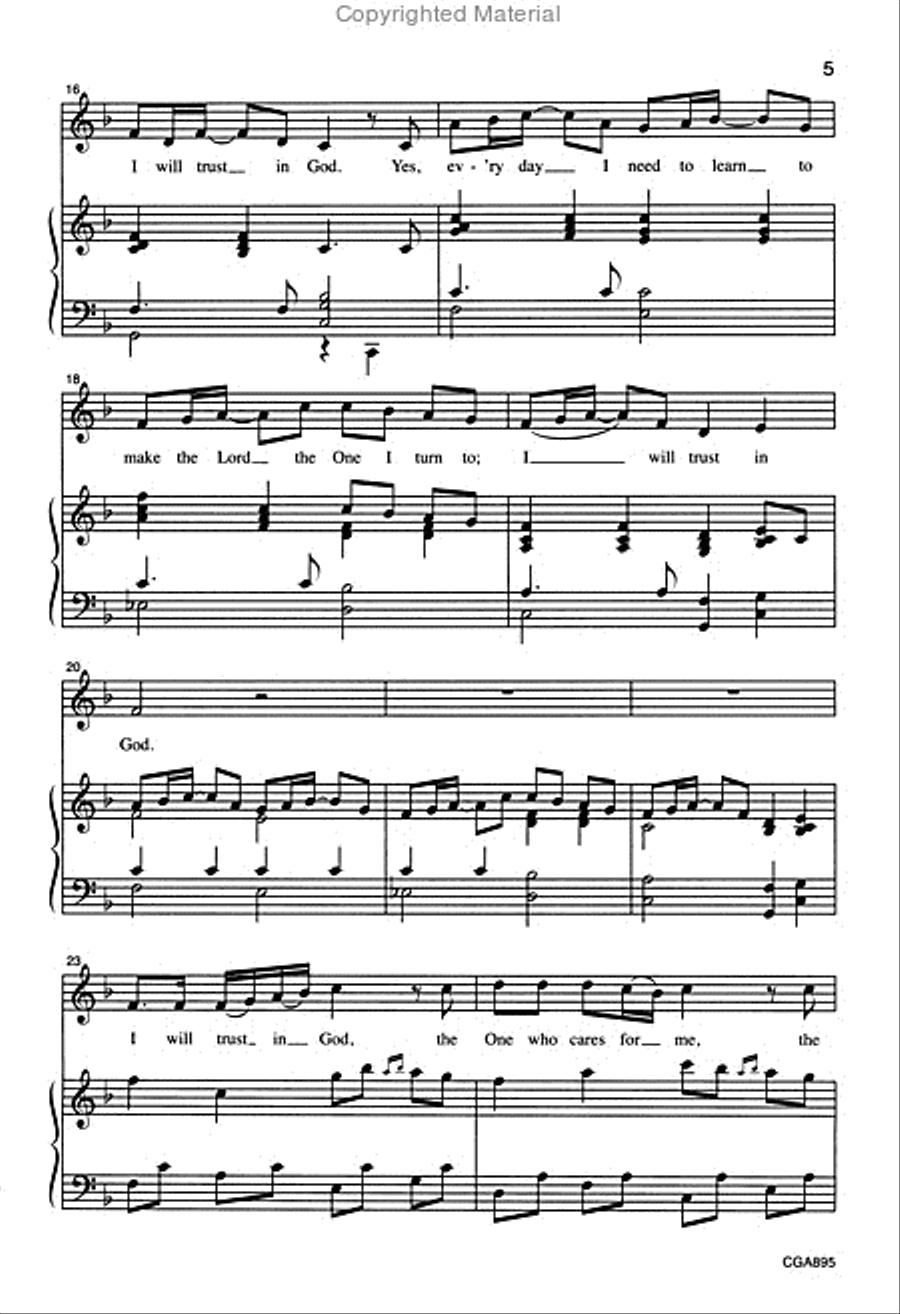 I Will Trust in God I Will Trust in God Unison Choir scores gallery preview page 4