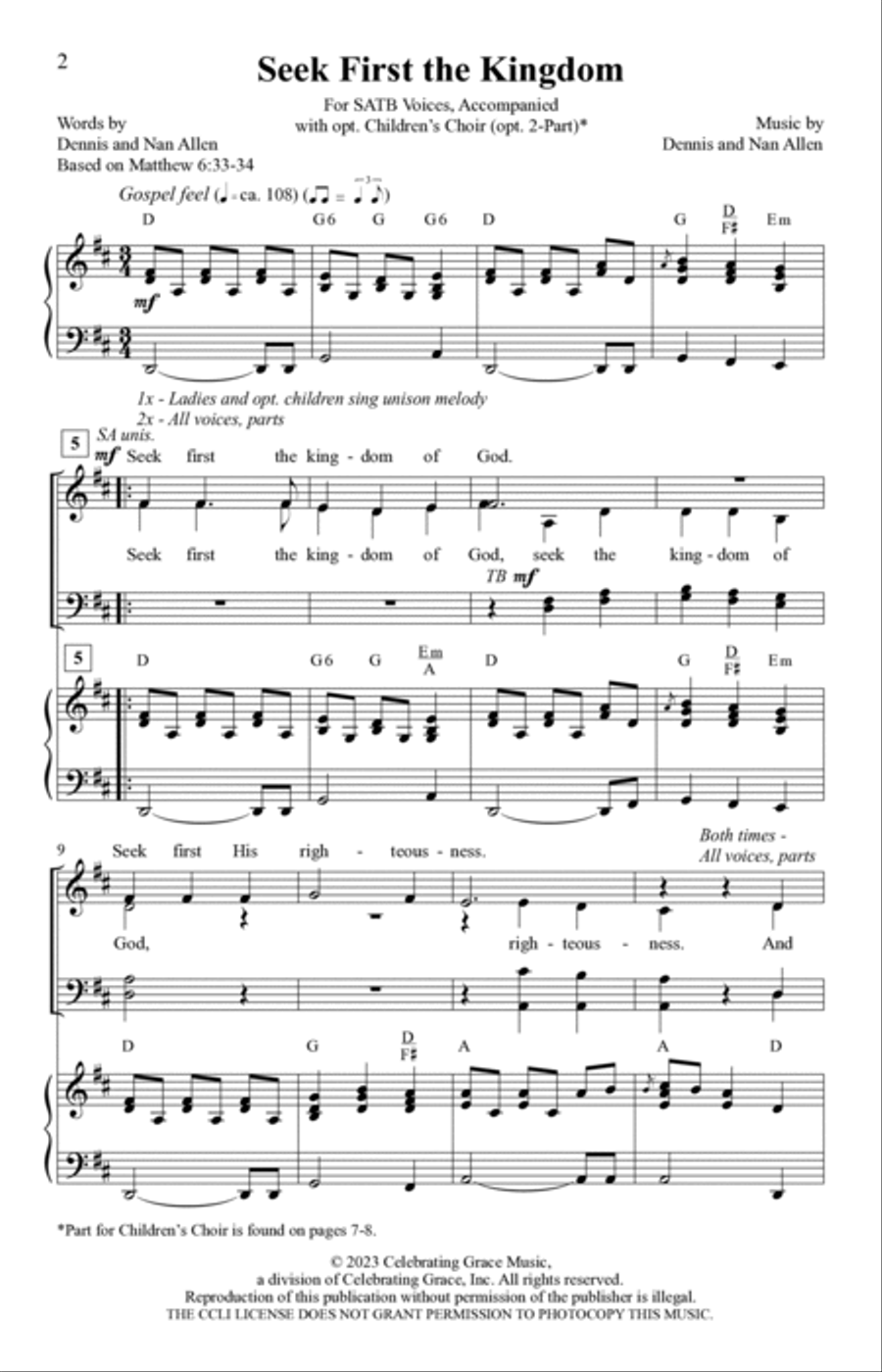 Seek First the Kingdom 4-Part scores gallery preview page 2