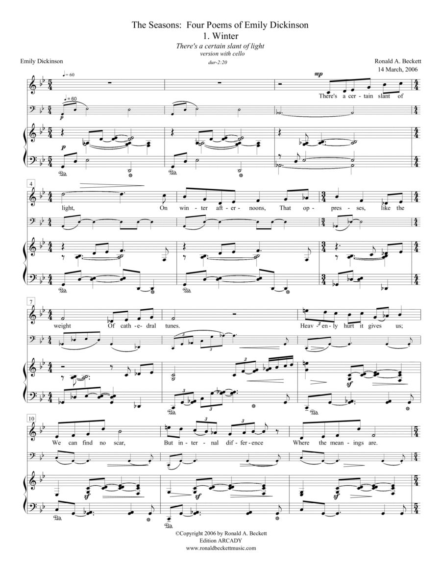 The Seasons: Four Poems of Emily Dickinson Voice scores gallery preview page 1