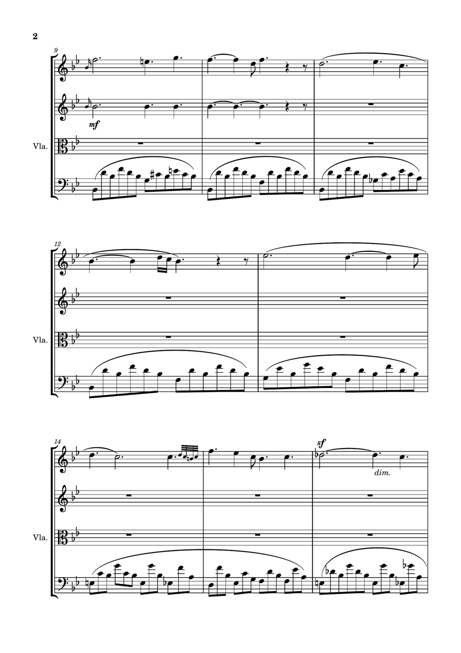 Nocturne No. 5 by John Field, arranged for string quartet by Scott Fields Davis String Quartet scores gallery preview page 2