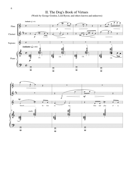 Dog Chronicles for Flute, Clarinet, Soprano and Piano