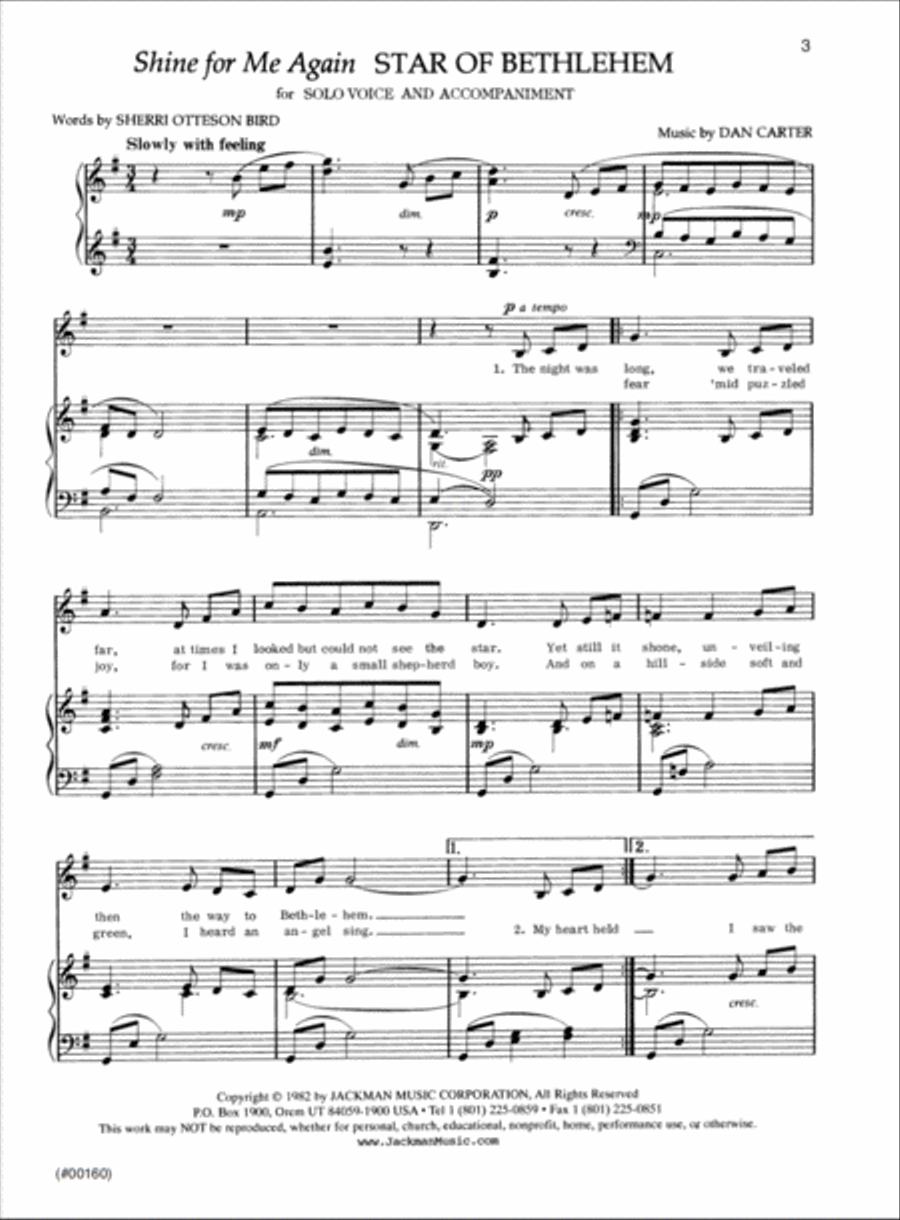 Shine for Me Again, Star of Bethlehem - Vocal Solo Voice Solo scores gallery preview page 2
