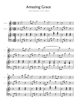 Amazing Grace - Flute Duet w/ Piano accompaniment
