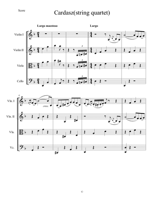Book cover for Vittorio Monti - Czardas arr. for string quartet (score and parts)