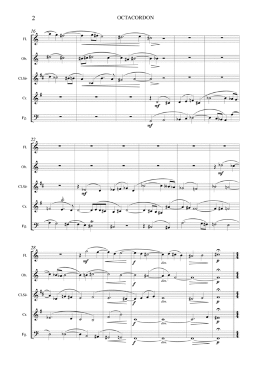 Salvatore Passantino: OCTACORDON (ES-21-032) - Score Only Woodwind Quintet scores gallery preview page 4
