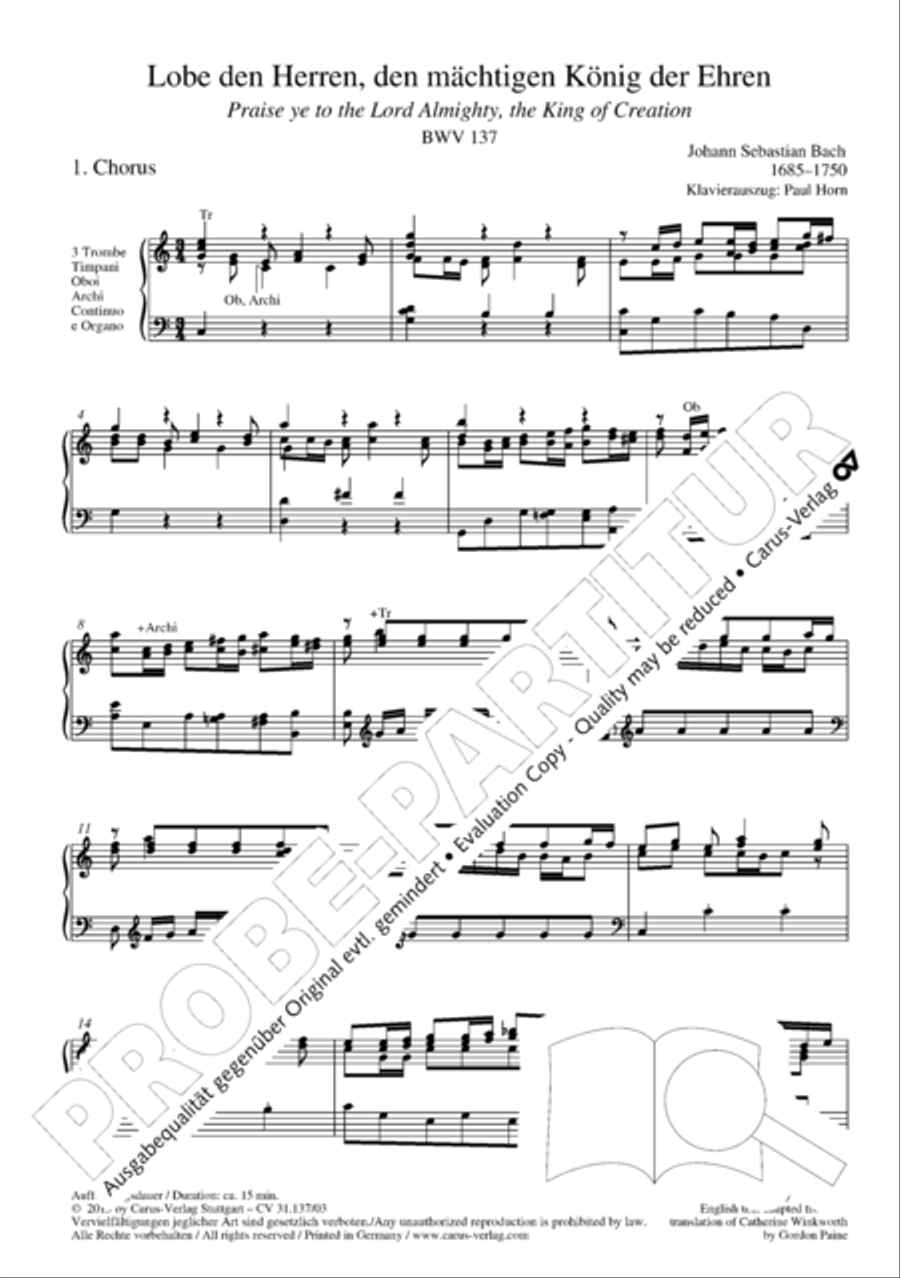 Praise ye, Almighty God, King and our ruler exalted (Lobe den Herren, den machtigen Konig der Ehren) ATB scores gallery preview page 5