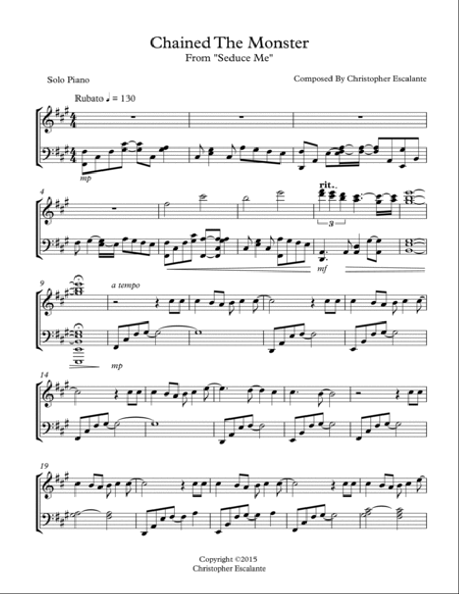 Chained The Monster - For Solo Piano Piano Solo scores gallery preview page 2