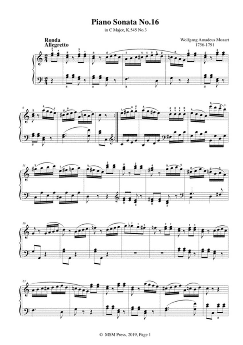 Mozart-Piano Sonata No.16 in C Major,K.545,No.3