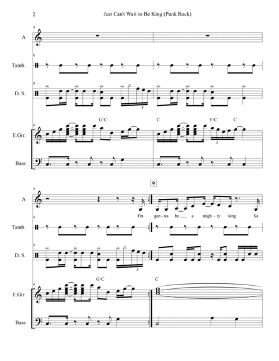 I Just Can't Wait To Be King Bass Guitar scores gallery preview page 2