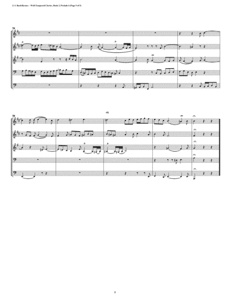 Prelude 04 from Well-Tempered Clavier, Book 2 (Brass Quintet) image number null
