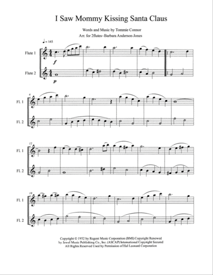 I Saw Mommy Kissing Santa Claus Flute Duet scores gallery preview page 2
