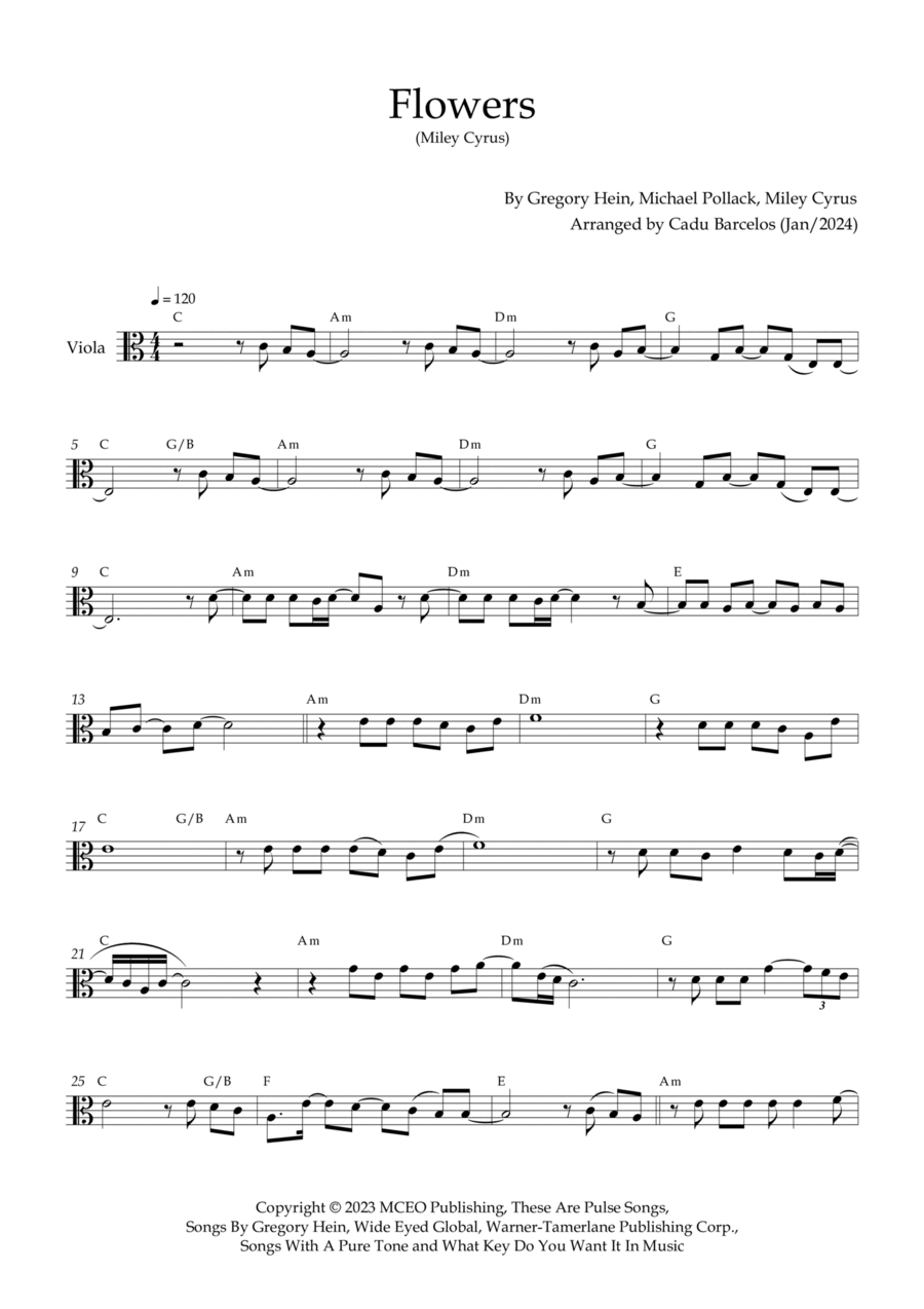 Flowers Flowers Viola Solo scores gallery preview page 1