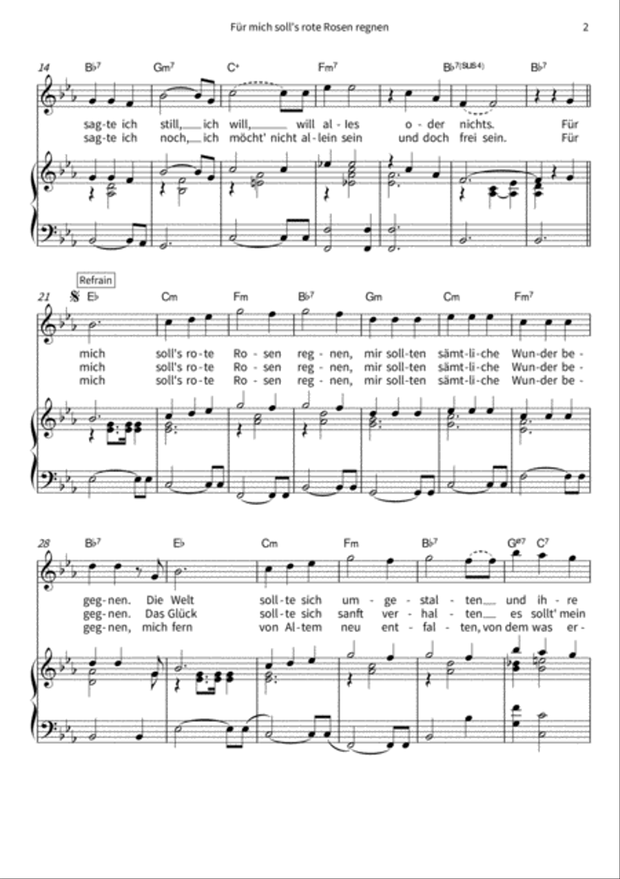 Für mich soll's rote Rosen regnen Voice Solo scores gallery preview page 4