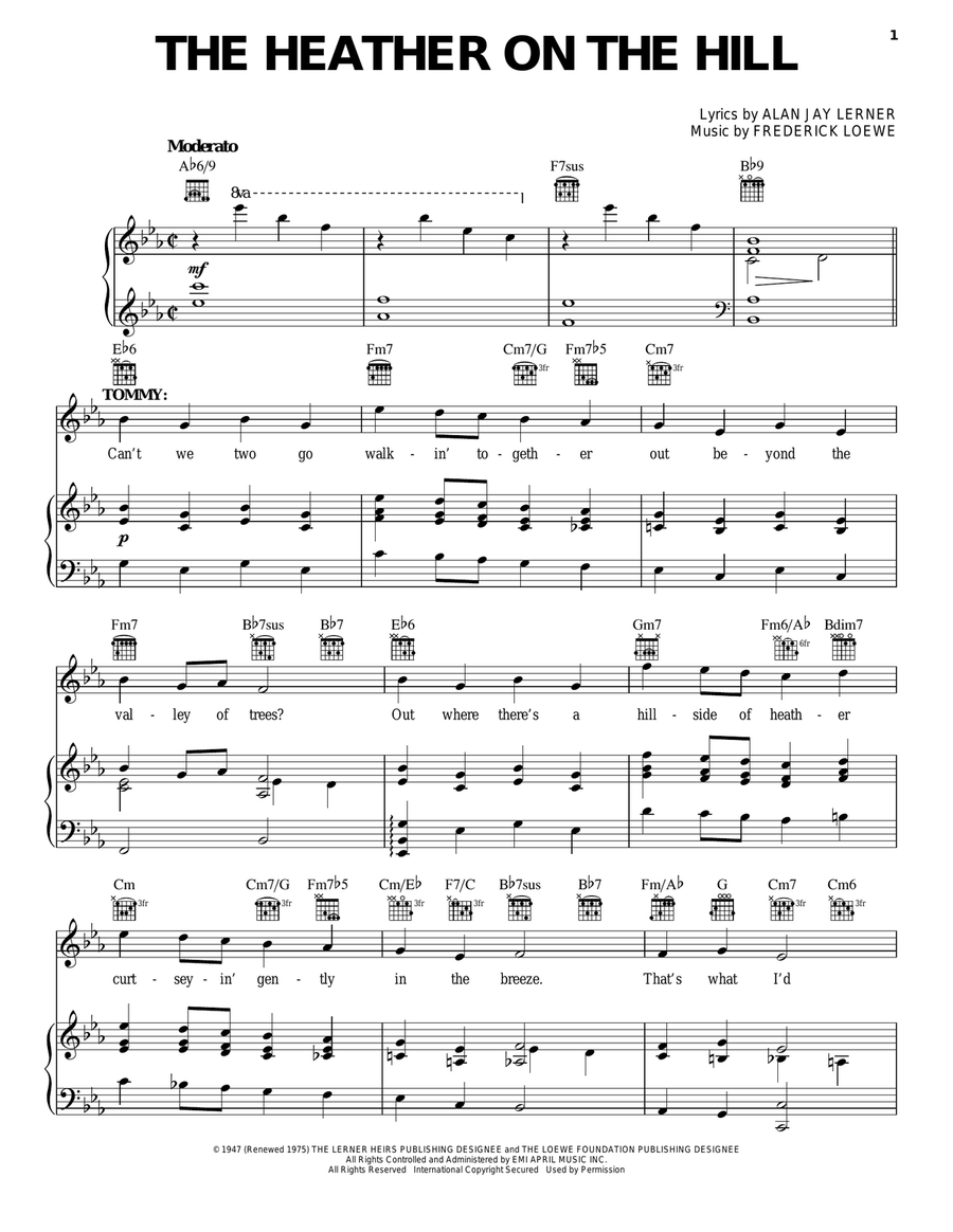 The Heather On The Hill The Heather On The Hill Piano, Vocal, Guitar scores gallery preview page 1