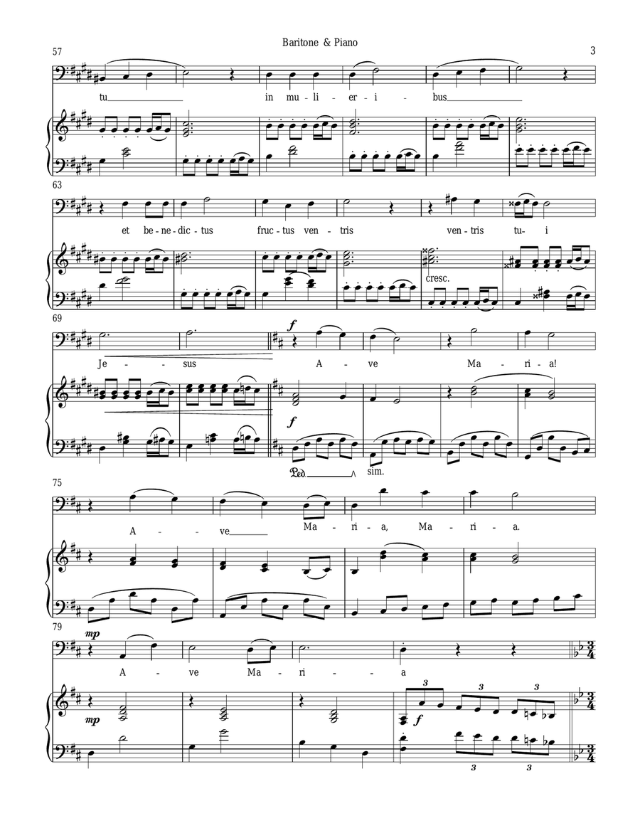 Ave Maria for Baritone Vocal & Piano Baritone Horn TC scores gallery preview page 3