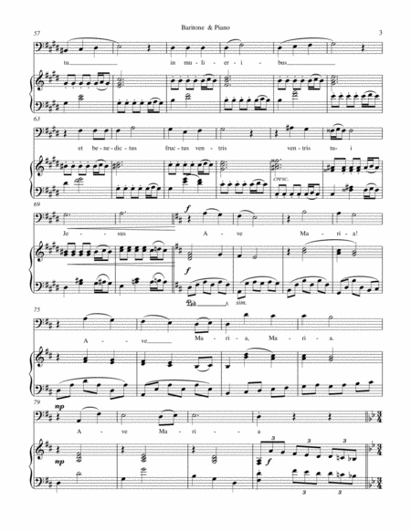 Ave Maria for Baritone Vocal & Piano