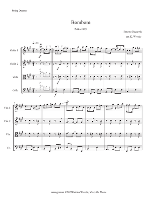 Book cover for Bom Bom (Brazilian Polka) for String Quartet