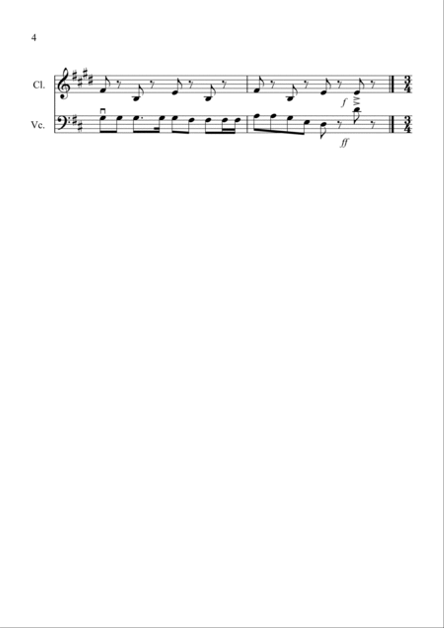 8 Easy Christmas Duets for Clarinet and Cello B-Flat Clarinet scores gallery preview page 4