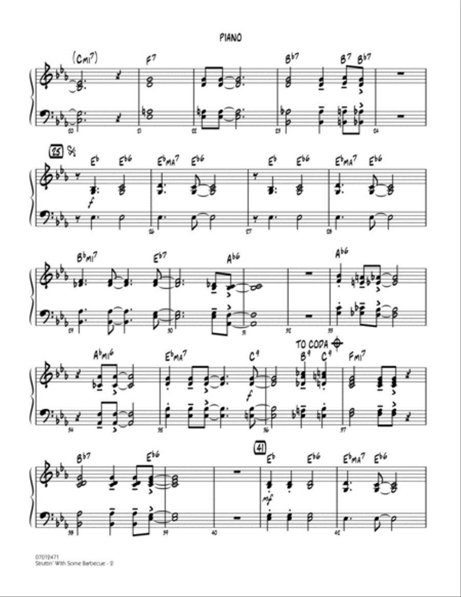 Struttin' with Some Barbecue - Piano Jazz Ensemble scores gallery preview page 2
