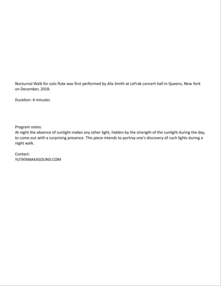 Nocturnal Walk for solo flute Flute Solo scores gallery preview page 2
