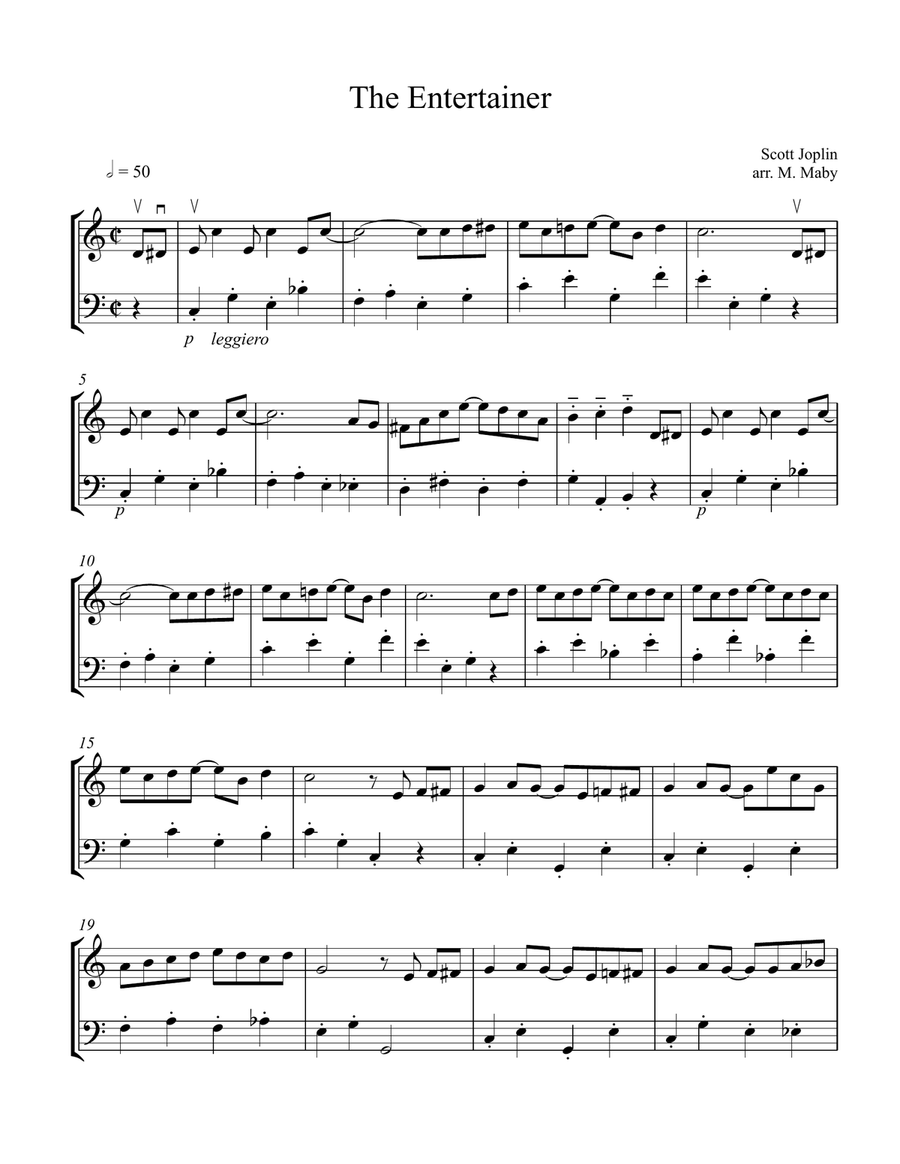 The Entertainer for violin & cello duet String Duet scores gallery preview page 1
