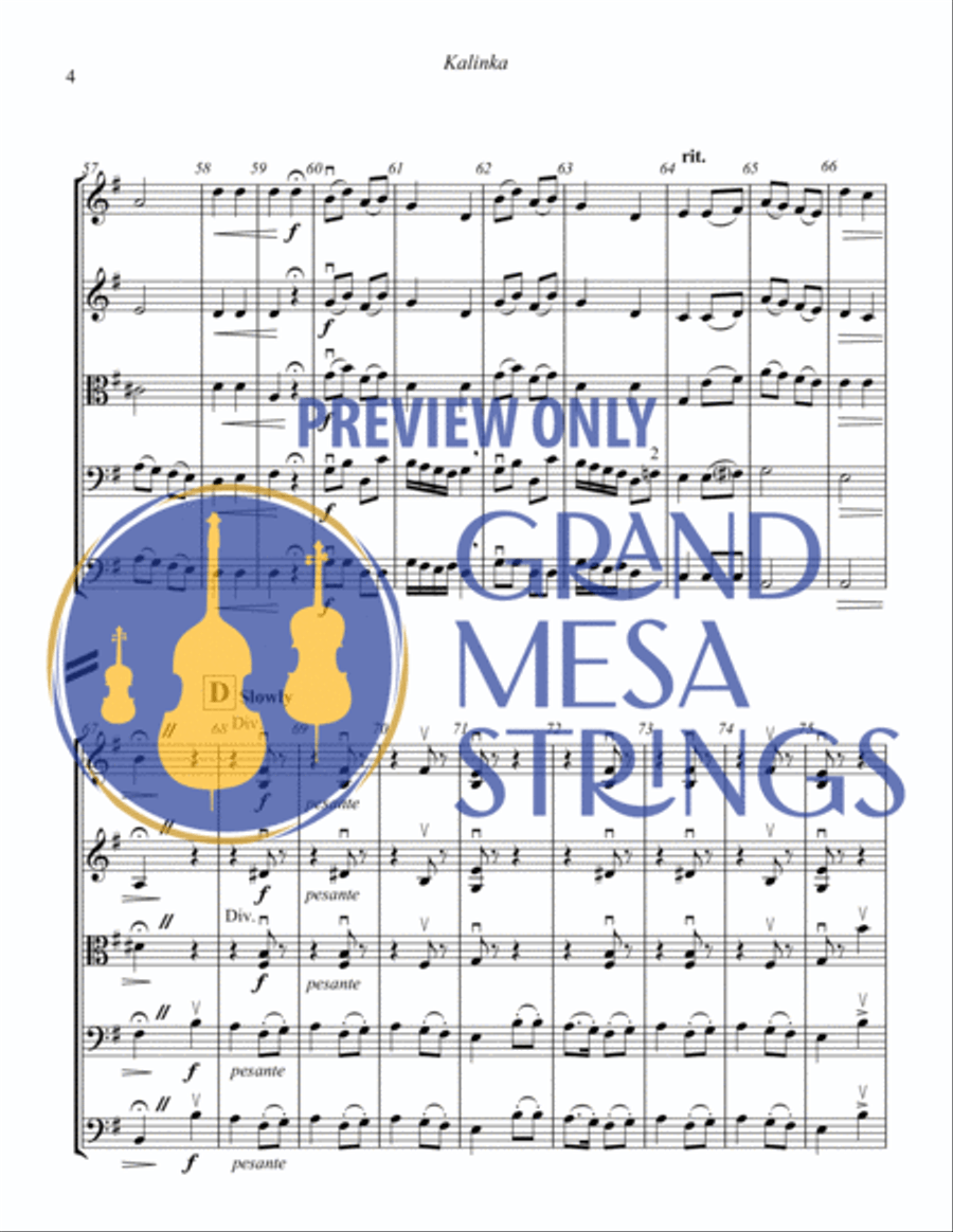 Kalinka - Russian Folk Song String Orchestra scores gallery preview page 5