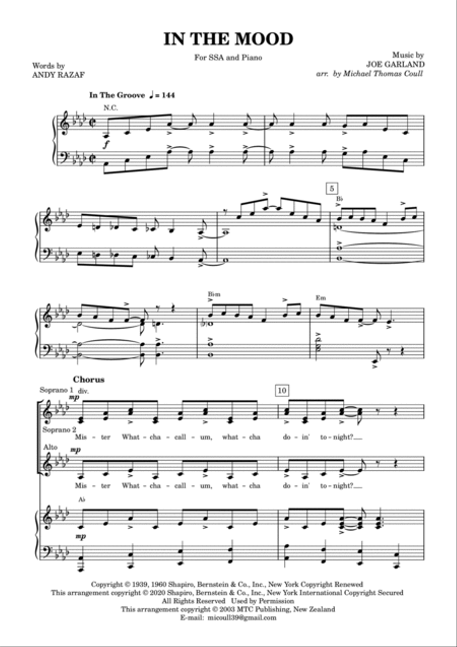 In The Mood SSA scores gallery preview page 3
