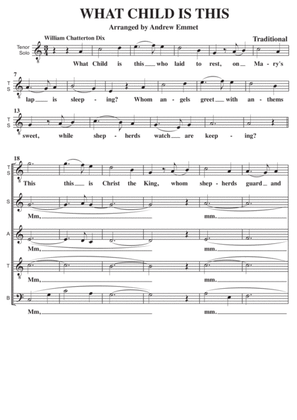 What Child Is This (Greensleeves) A Cappella SATB with tenor solo