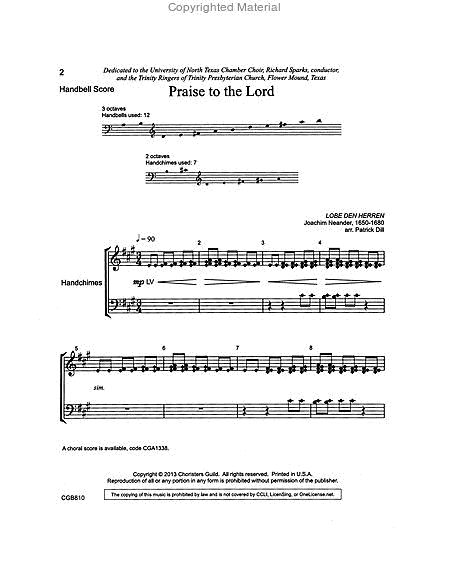 Praise to the Lord (Handbell Part) image number null