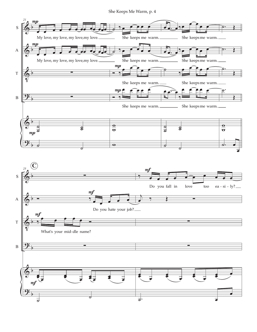 She Keeps Me Warm Choir scores gallery preview page 4