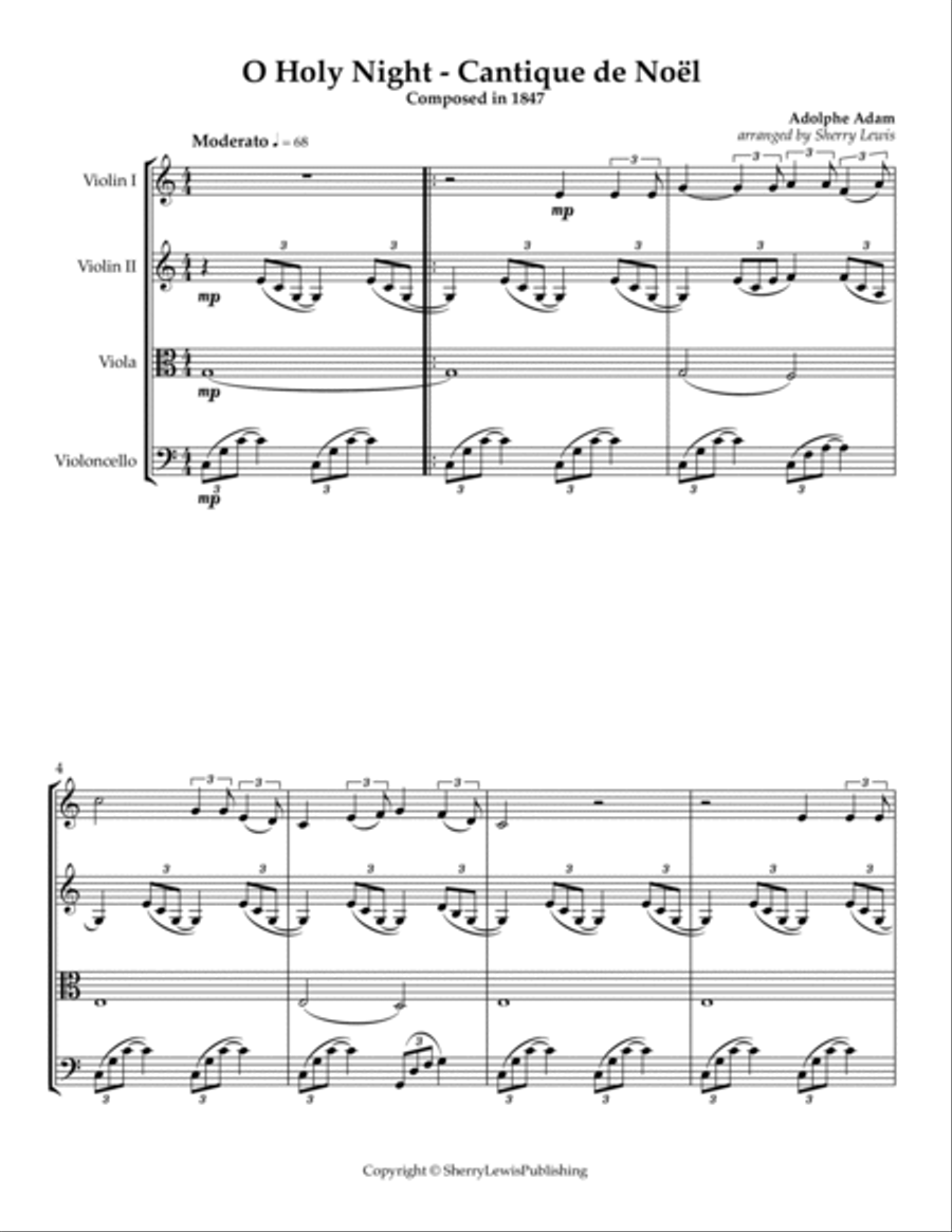 O Holy Night - Cantique de Noël String Quartet scores gallery preview page 3