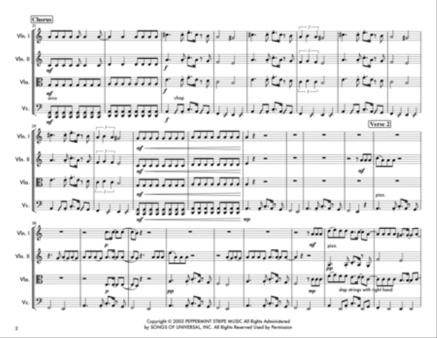 Seven Nation Army String Quartet scores gallery preview page 2