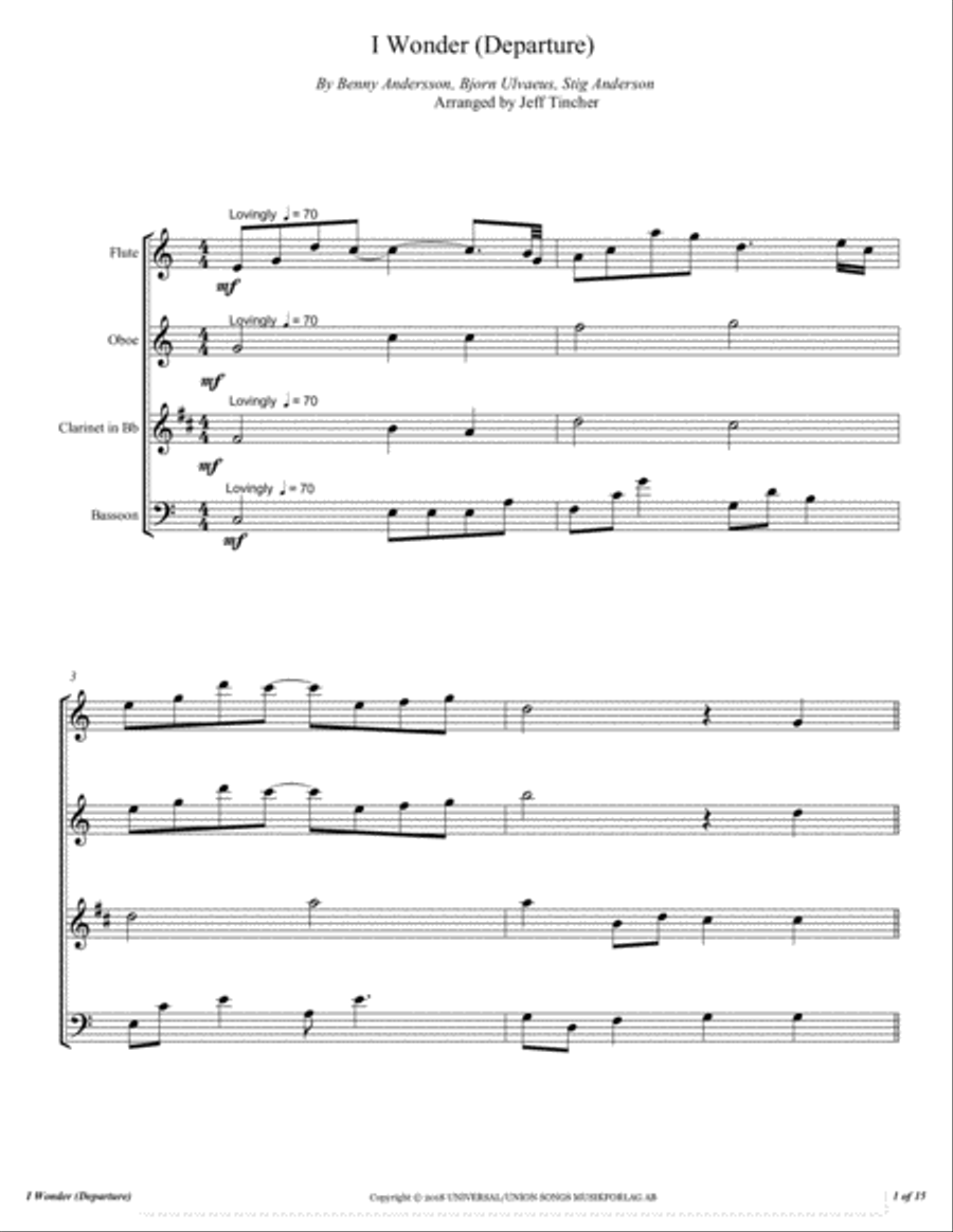 I Wonder (departure) Woodwind Quartet scores gallery preview page 2