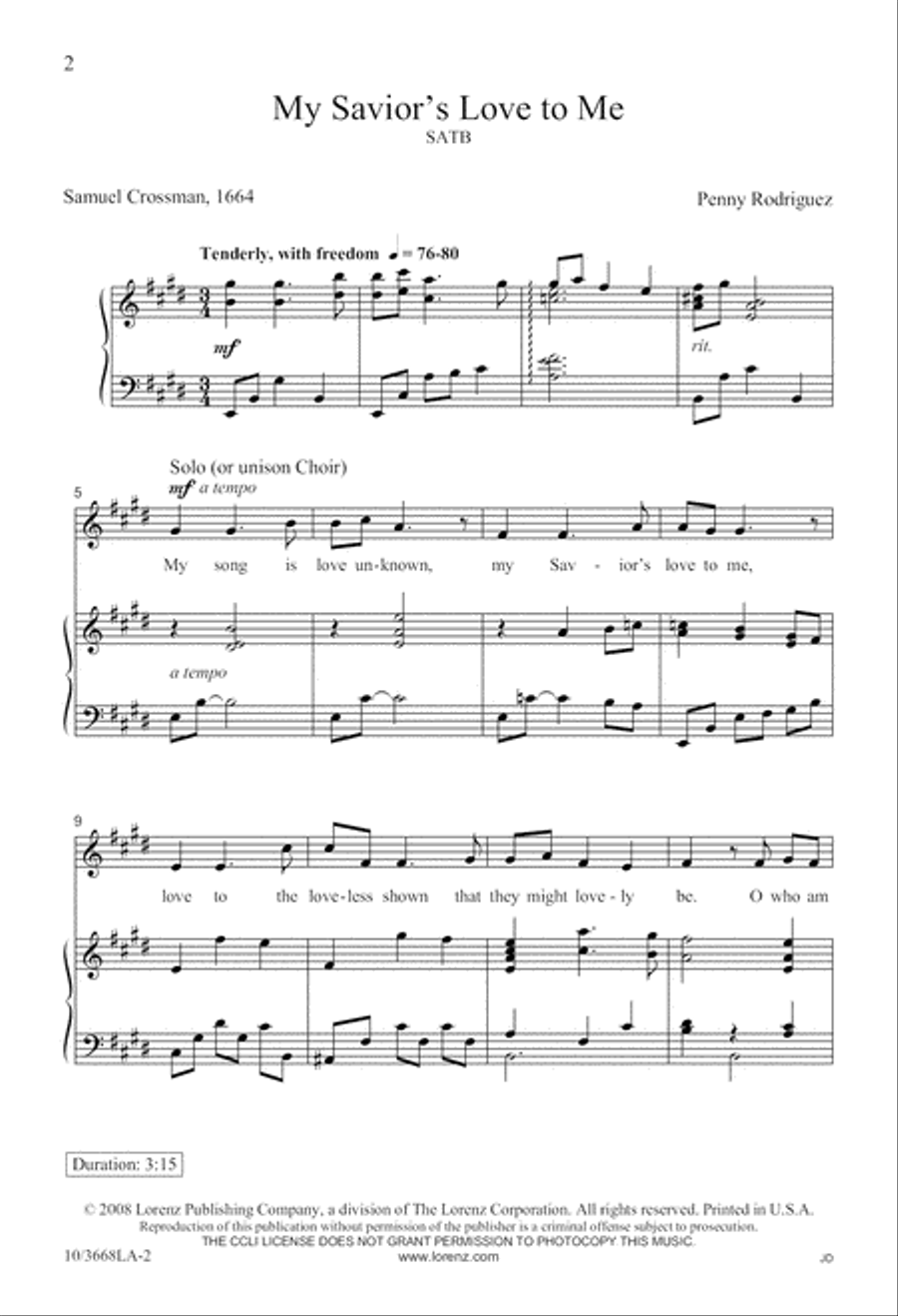 My Savior's Love to Me My Savior's Love to Me 4-Part scores gallery preview page 2