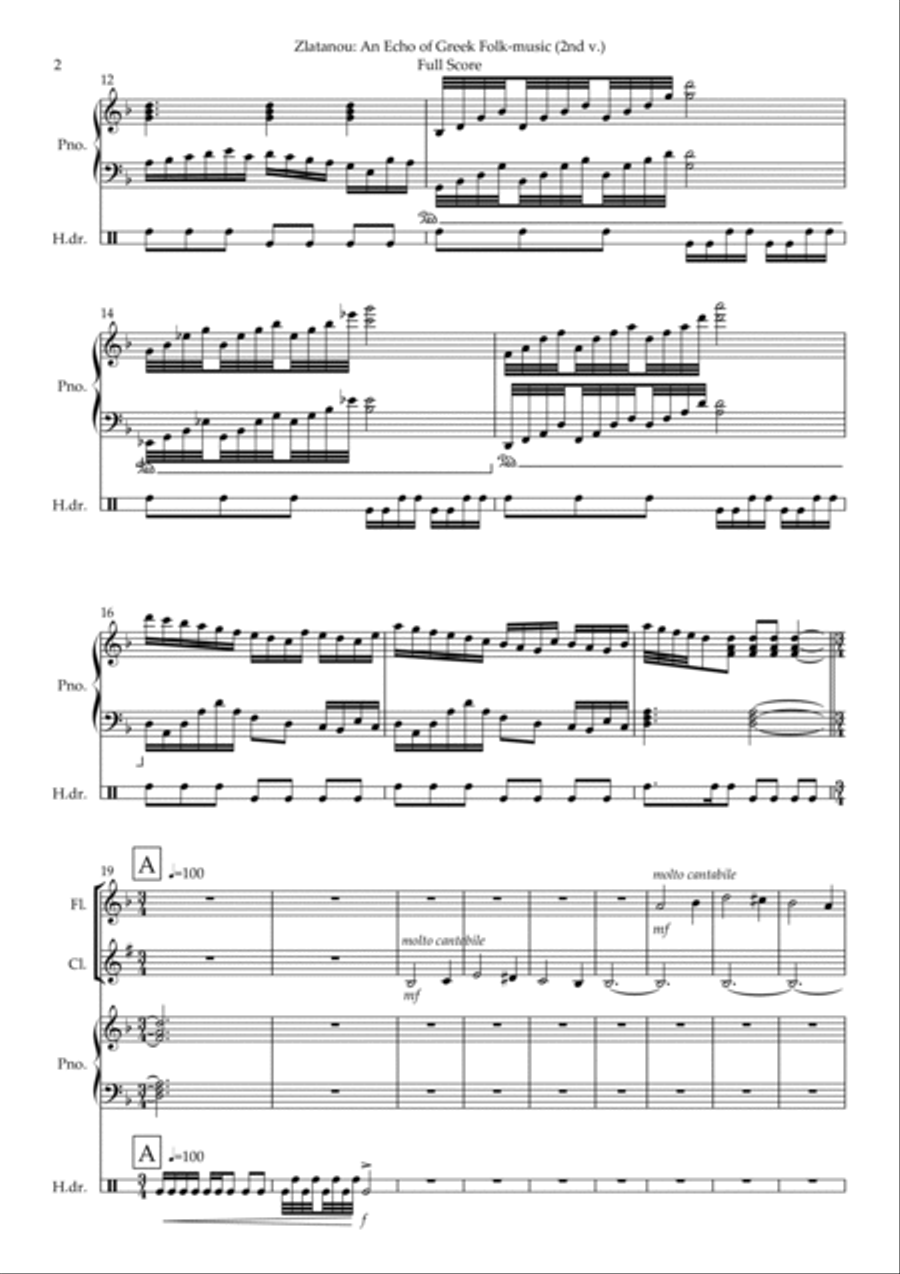 AN ECHO OG GREEK FOLK MUSIC, for chamber ens. Version 2 School and Community scores gallery preview page 2