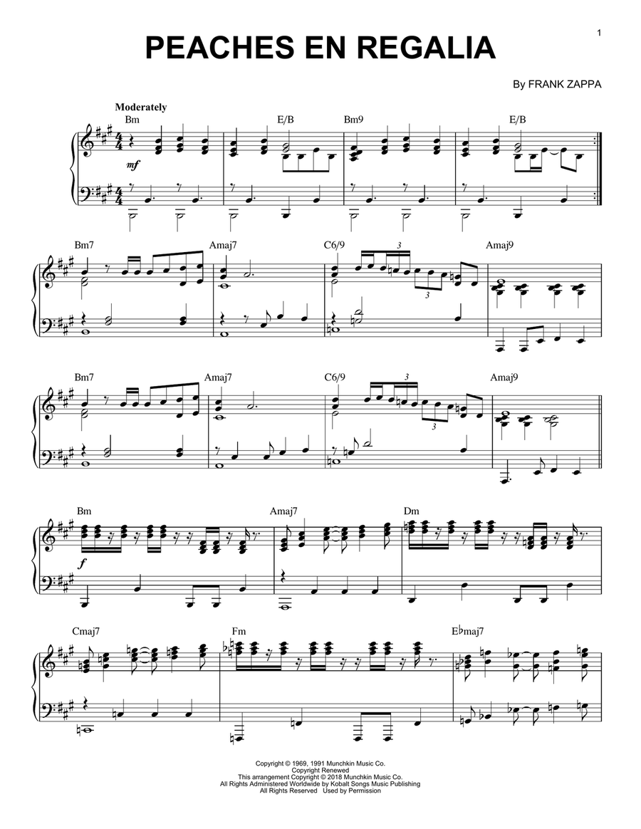 Peaches En Regalia Piano Solo scores gallery preview page 1