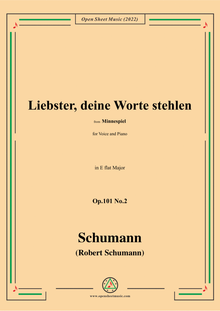 Schumann-Liebster,deine Worte stehlen,Op.101 No.2,in E flat Major Voice scores gallery preview page 1