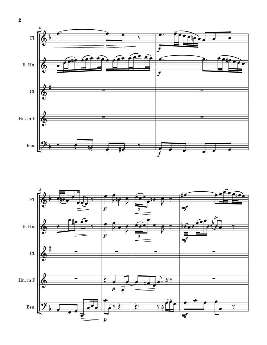 Mozart-Bach Prelude and Fugue IV from K.404a (arranged for woodwind quintet) Woodwind Quintet scores gallery preview page 2