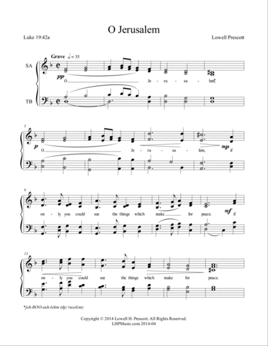 O Jerusalem 4-Part scores gallery preview page 2