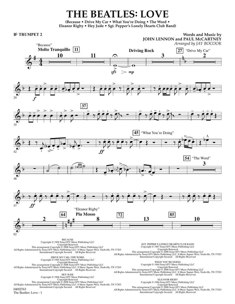 The Beatles: Love - Bb Trumpet 2 Concert Band scores gallery preview page 1