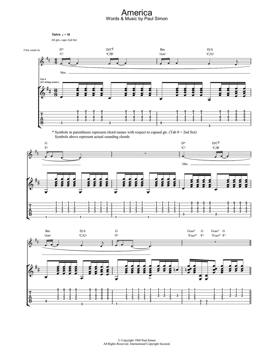 America Acoustic Guitar scores gallery preview page 1