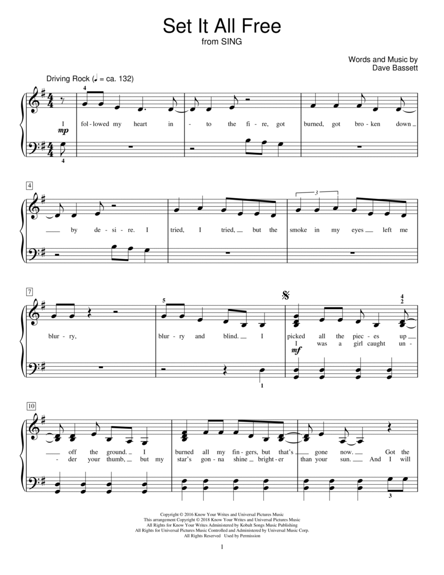 Set It All Free (from Sing) (arr. Mona Rejino) Piano Method scores gallery preview page 1