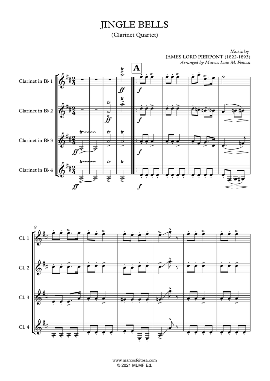 10 Christmas Carols (Book ONE) - Clarinet Quartet Clarinet Quartet scores gallery preview page 3